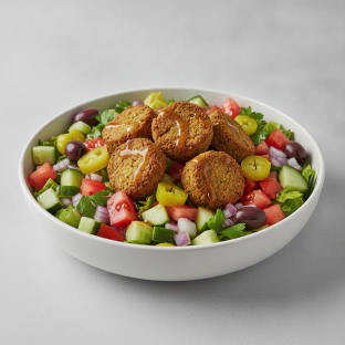 Falafel Salad Bowl with Mediterranean Vinaigrette Falafel Salad Bowl with Mediterranean Vinaigrette