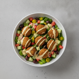 Falafel Salad Bowl with Lemon Tahini Vinaigrette Falafel Salad Bowl with Lemon Tahini Vinaigrette