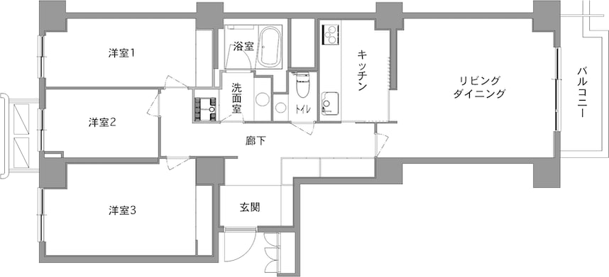 中古マンションのリノベーション前の間取り図