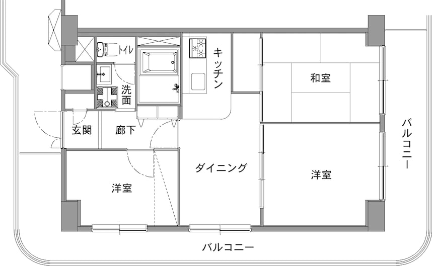 中古マンションのリノベーション前の間取り図