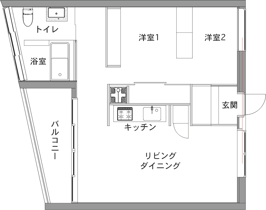 中古マンションのリノベーション前の間取り図