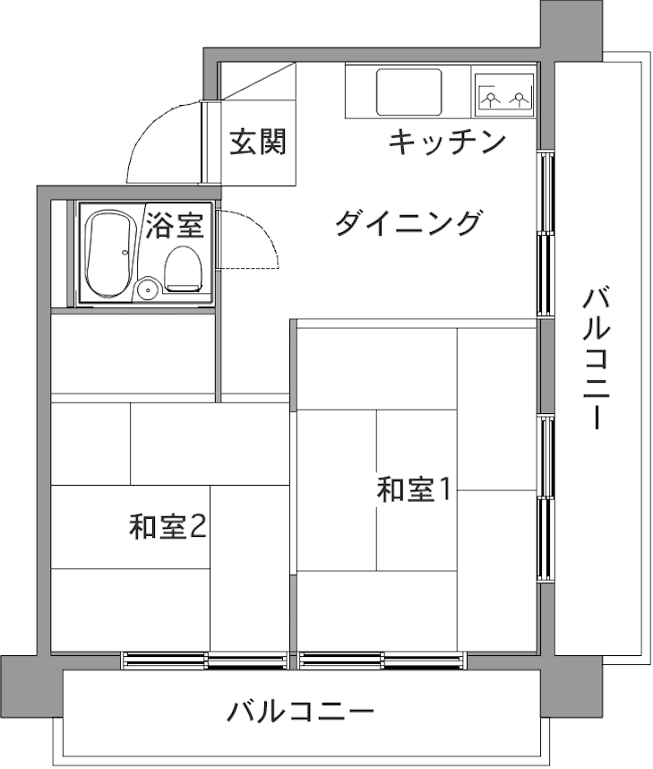 中古マンションのリノベーション後のリノベーション前の間取り図
