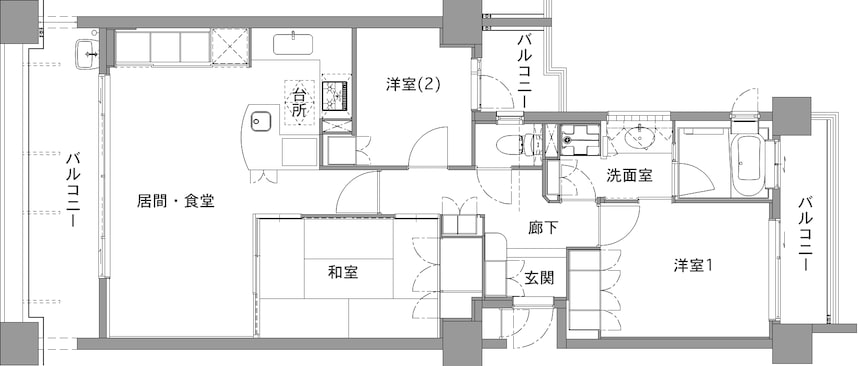 中古マンションのリノベーション前の間取り図
