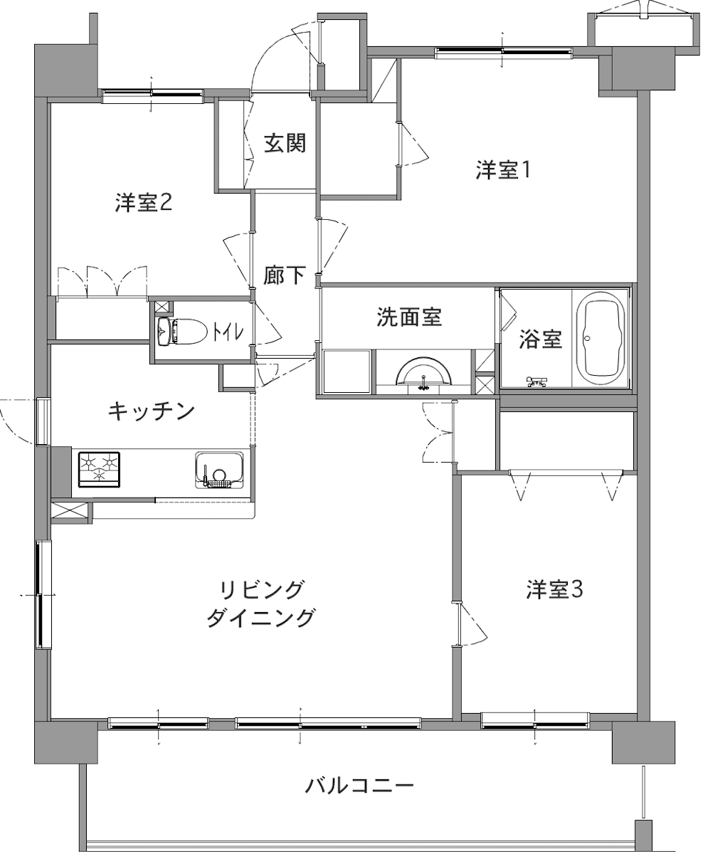 中古マンションのリノベーション前の間取り図