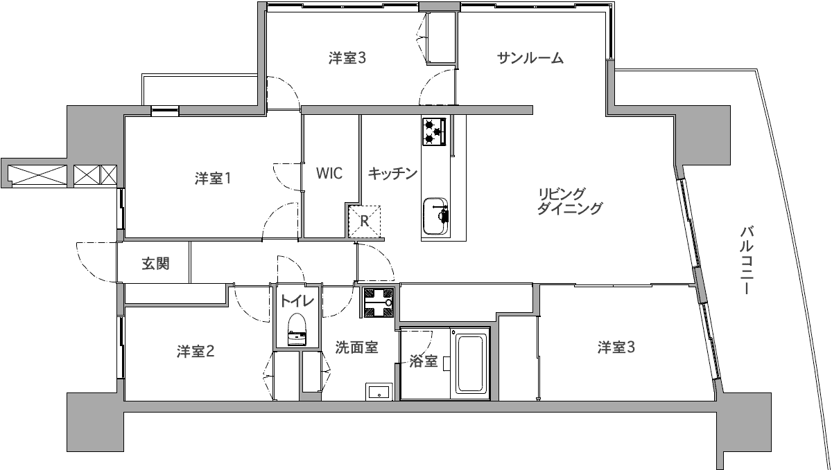 中古マンションのリノベーション前の間取り図