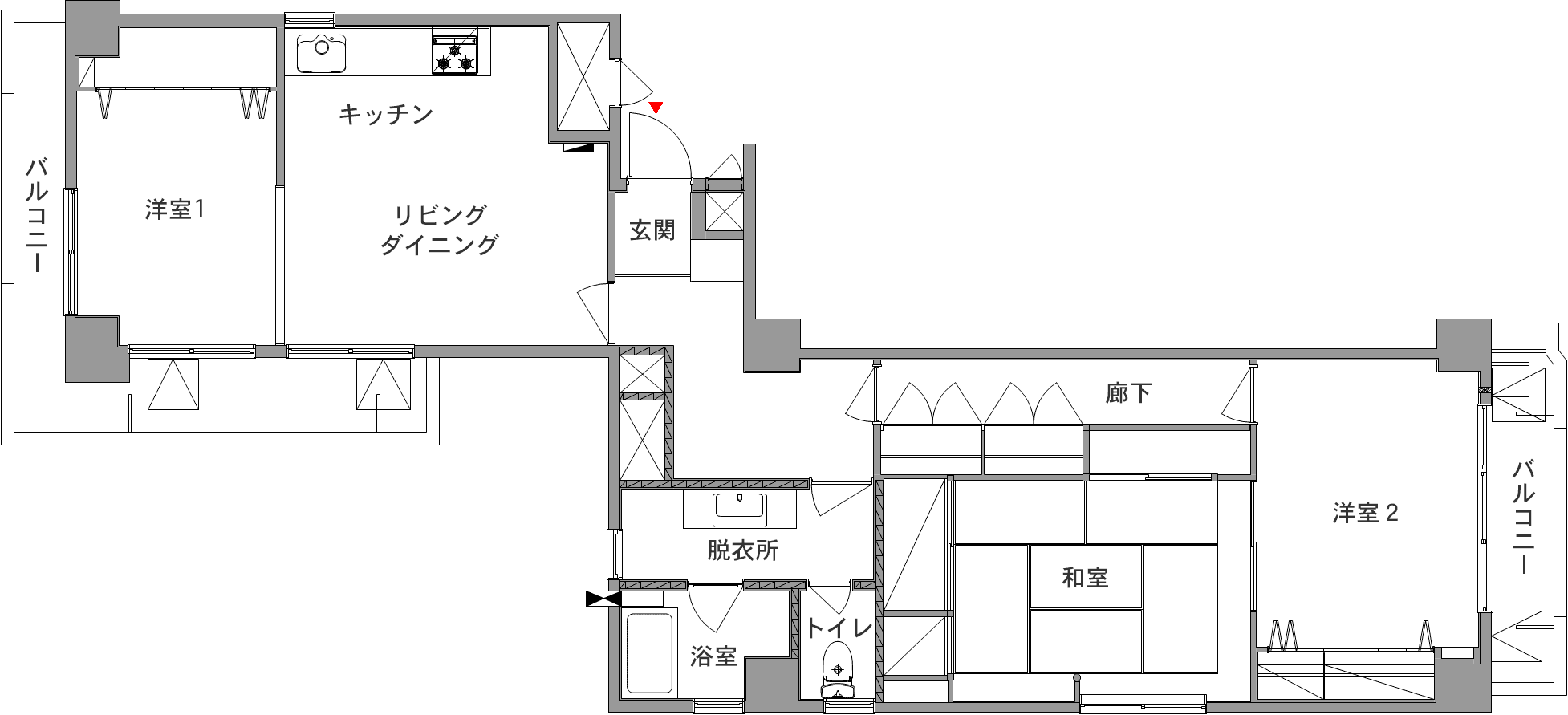 中古マンションのリノベーション前の間取り図