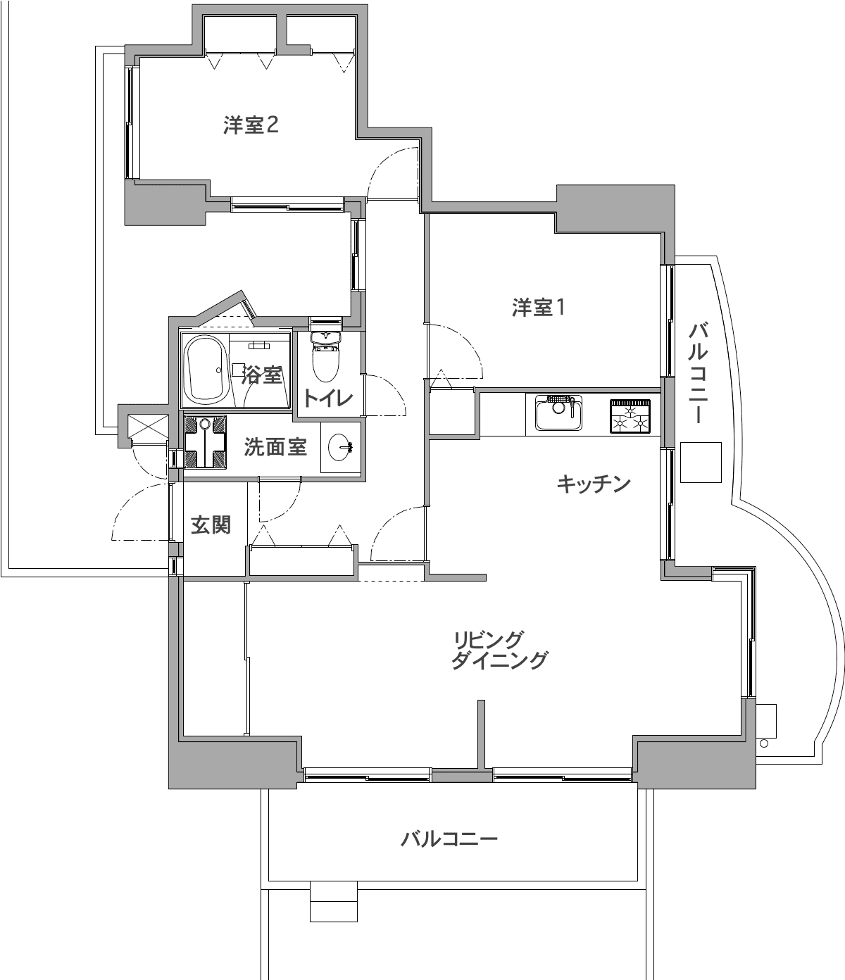 中古マンションのリノベーション前の間取り図