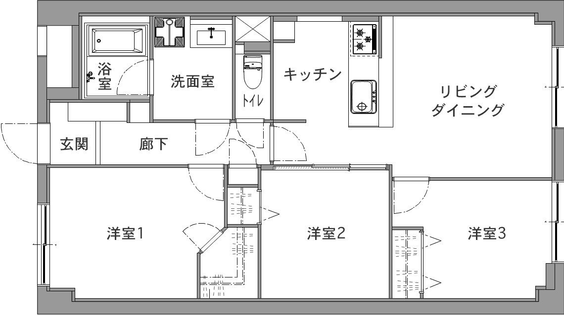 中古マンションのリノベーション前の間取り図