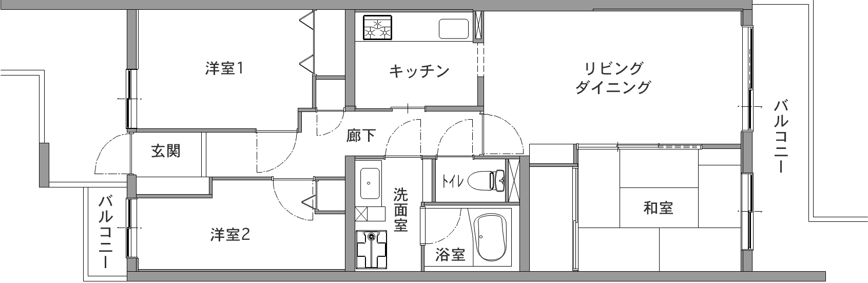 中古マンションのリノベーション前の間取り図