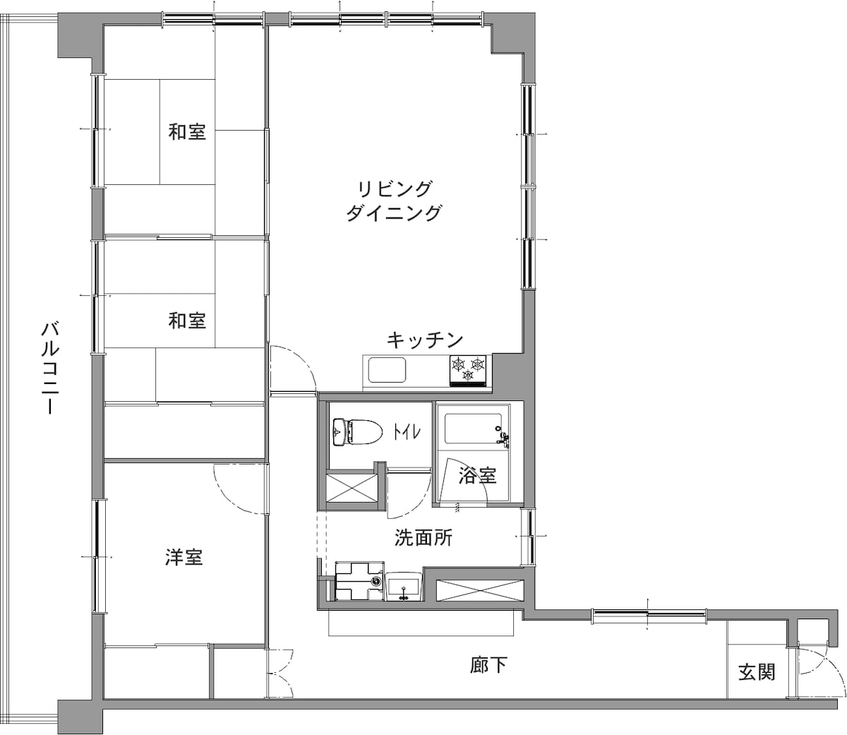 中古マンションのリノベーション前の間取り図