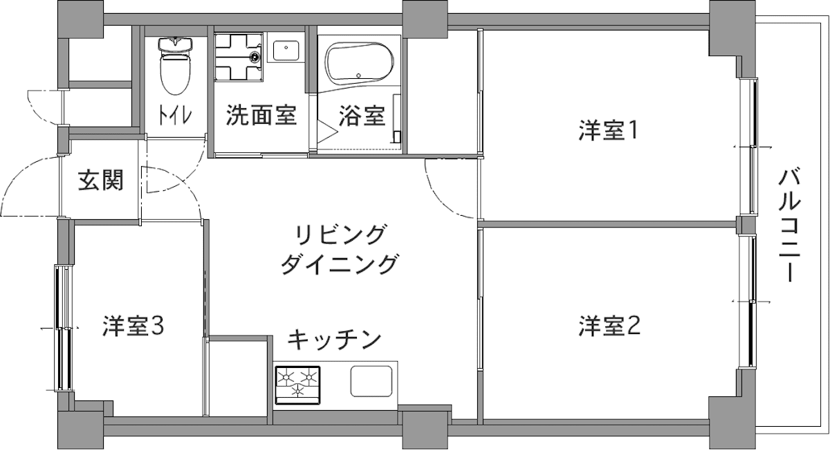 中古マンションのリノベーション前の間取り図