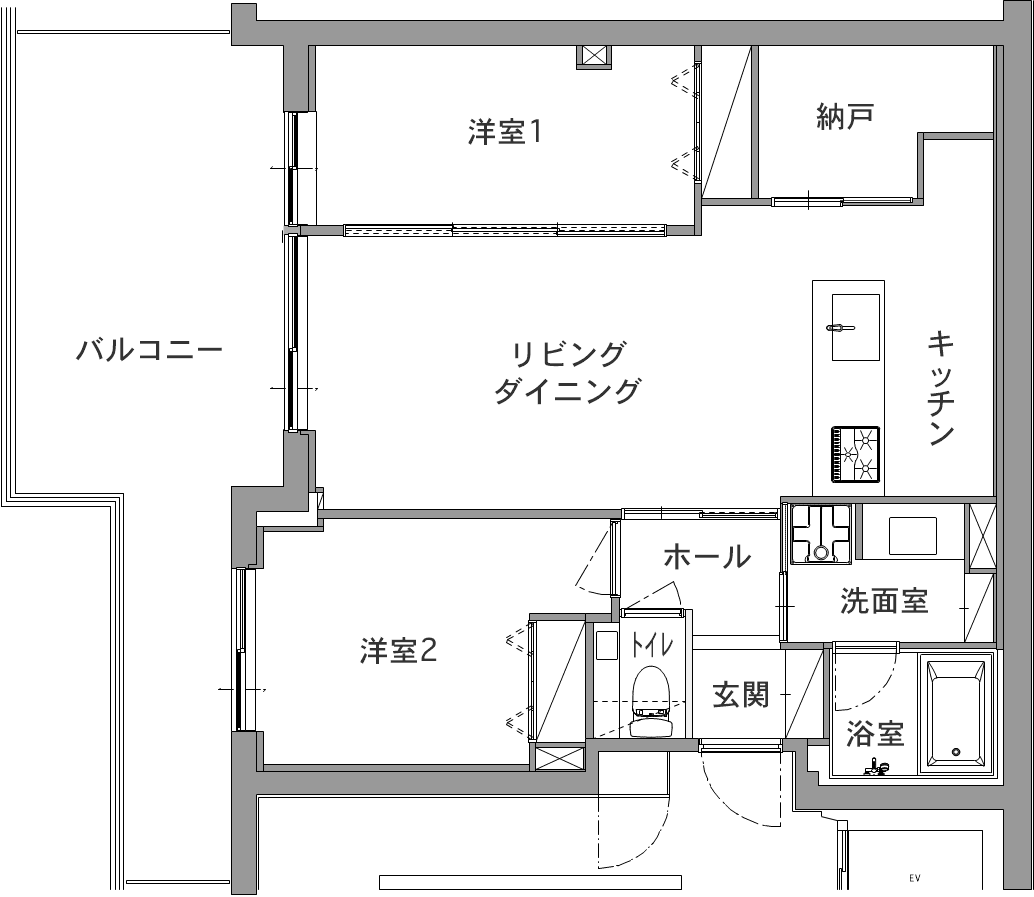 中古マンションのリノベーション前の間取り図