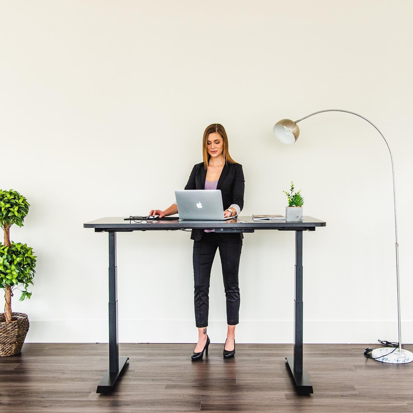 motion grey standing desk