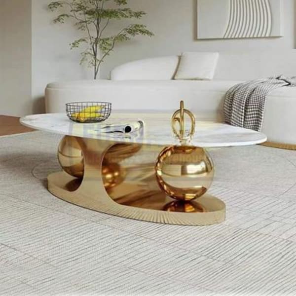 Double Gold Ball Coffee Table
