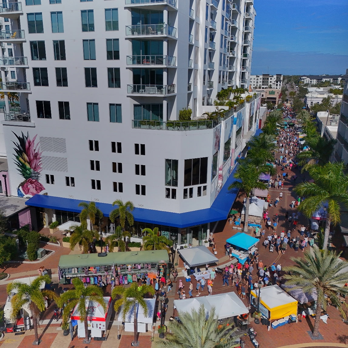 Aerial view of the Sarasota Farmers Market