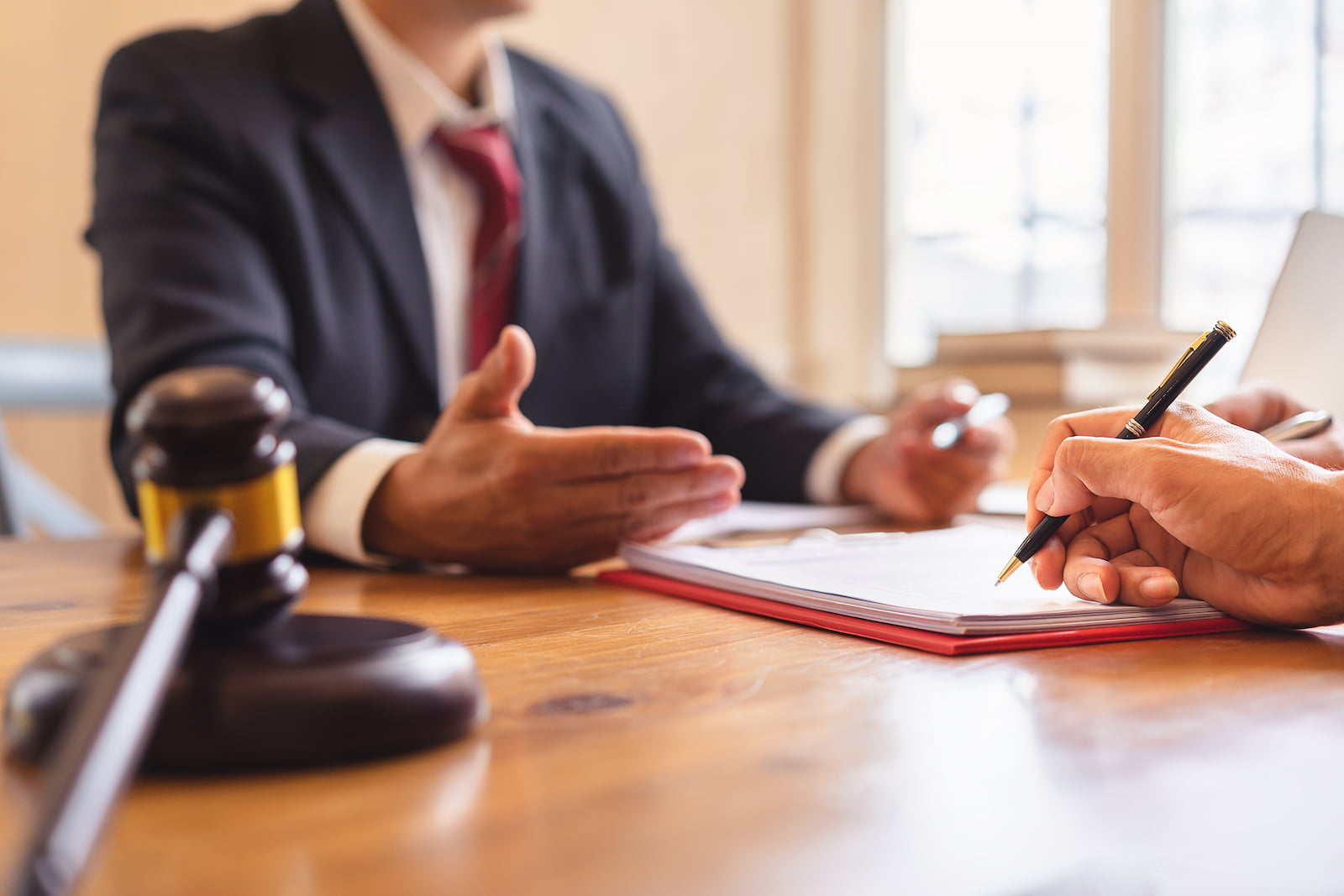 Lawyer meeting with a client