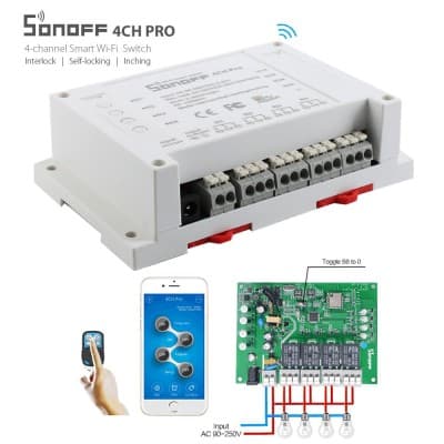 Sonoff 4CH Pro R2 10A 2200W 2.4Ghz 433MHz RF Sonoff 4CH Pro R2 10A 2200W 2.4Ghz 433MHz RF