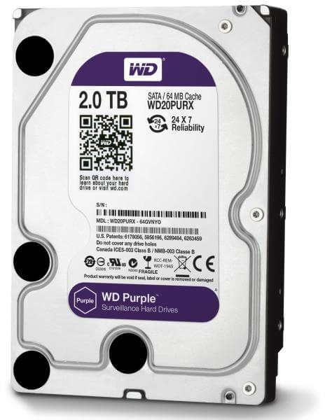 Σκληρός Δίσκος 2TB HDD Western Digital PURPLE SATA 3 για συστήματα Καμερών CCTV Σκληρός Δίσκος 2TB HDD Western Digital PURPLE SATA 3 για συστήματα Καμερών CCTV