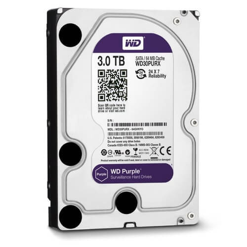 Σκληρός Δίσκος 3TB HDD Western Digital PURPLE SATA 3 για συστήματα Καμερών CCTV 