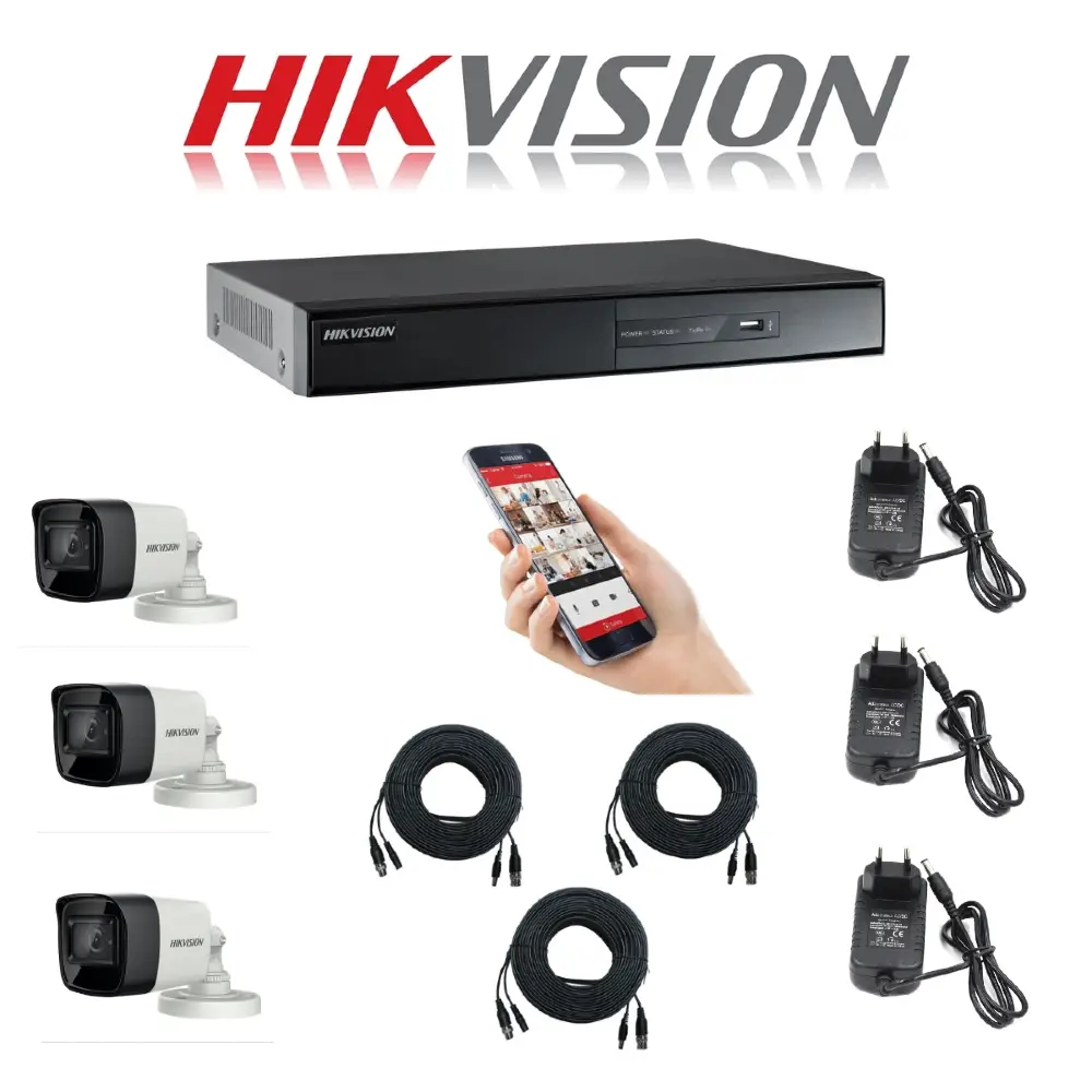 Kit 3 Cameras 1080p with DVR Recorder HIKVISION Eco3 Kit 3 Cameras 1080p with DVR Recorder HIKVISION Eco3