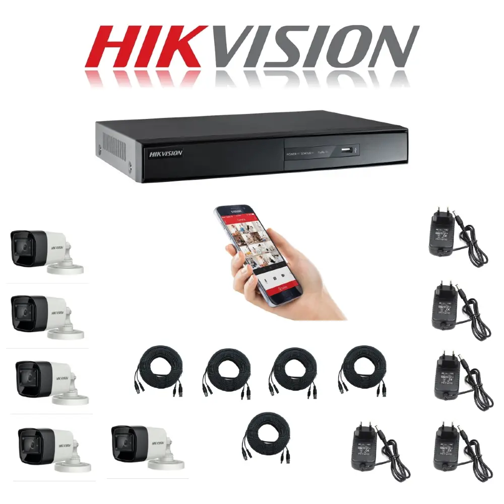 Kit 5 Cameras 1080p with DVR Recorder HIKVISION Eco5 Kit 5 Cameras 1080p with DVR Recorder HIKVISION Eco5