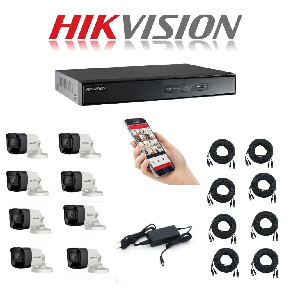 Kit 8 Cameras 1080p with DVR Recorder HIKVISION Eco8 Kit 8 Cameras 1080p with DVR Recorder HIKVISION Eco8