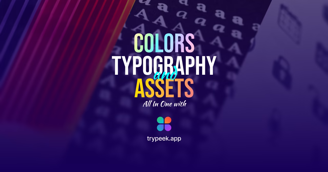 Peek Chrome extension interface showing color extraction, typography extraction, and asset extraction from websites - free design token extractor tool