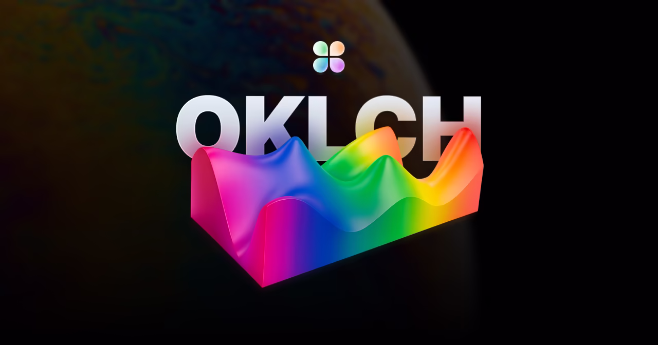 Colorful gradient showing the difference between traditional hex colors and modern OKLCH color space