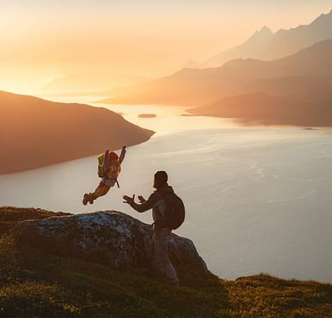 Norway Nordland Lofoten Fjord Hiking View
