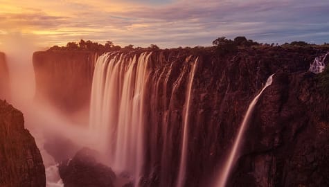 Victoria Falls at sunset in Zambia/Zimbabwe, Africa