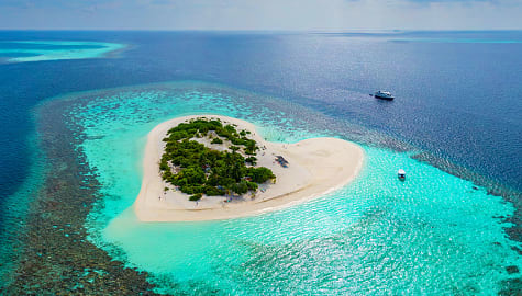 Romantic heart-shaped island in the Maldives