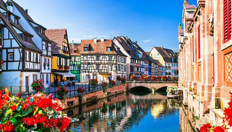 Half timber houses along the canal in Colmar, France