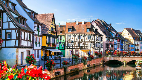 Half timber houses along the canal in Colmar, France