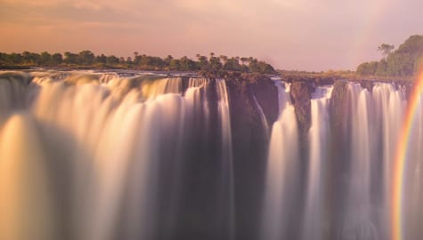A sunset at the Victoria Falls