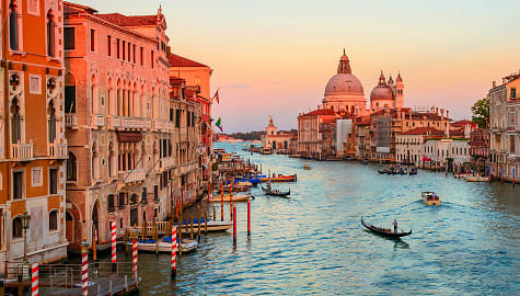 Sunset over the Grand Canal in Venice, Italy