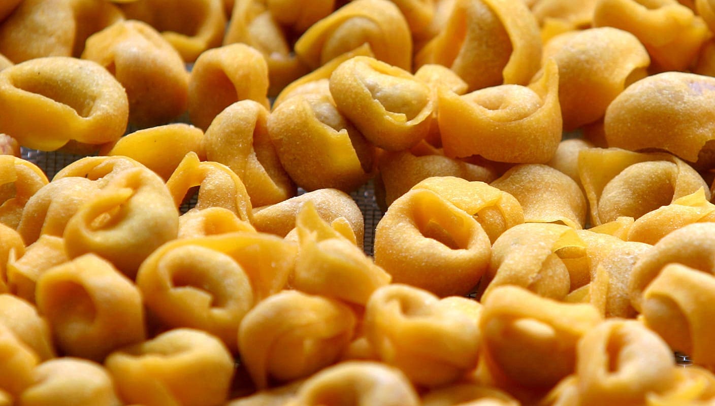 Freshly made Tortellini in Bologna, Italy