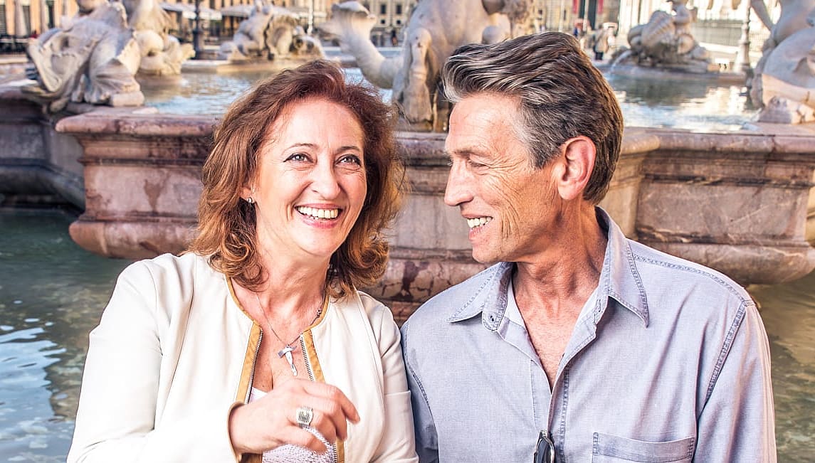 Senior couple on vacation in Rome, Italy