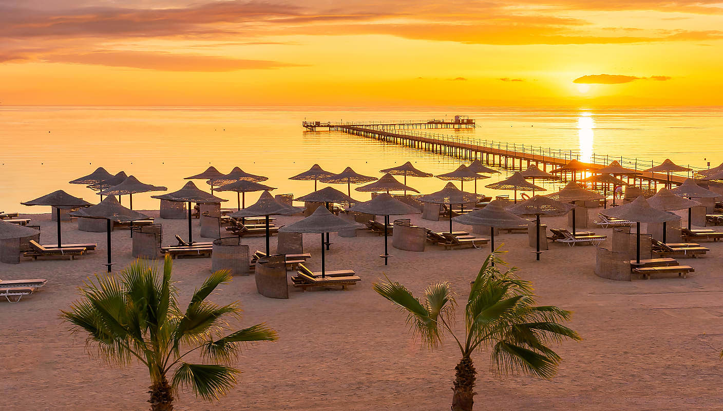 Sunrise at beach resort in Marsa Alam, Egypt