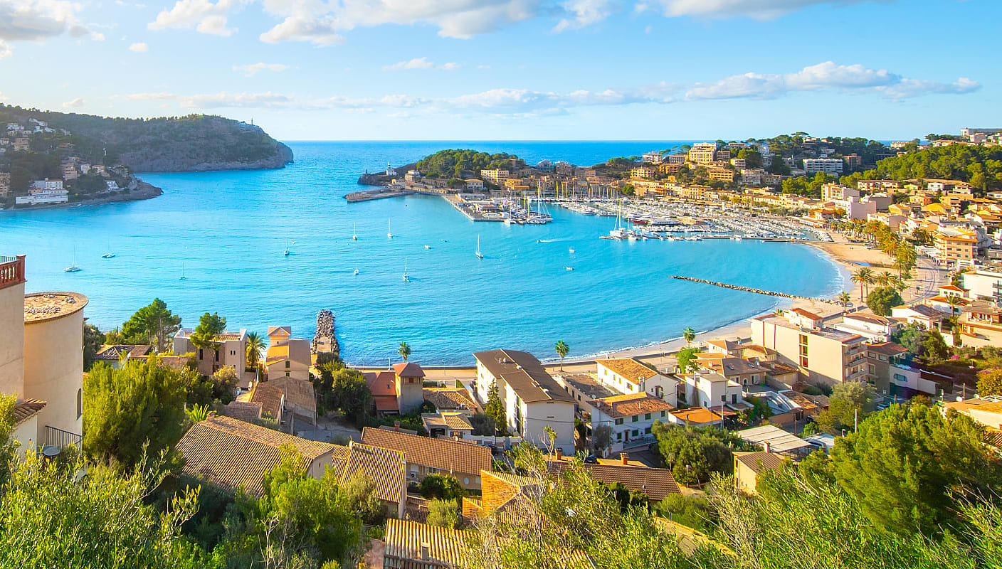 Harbour of Port de Soller in Mallorca, Spain