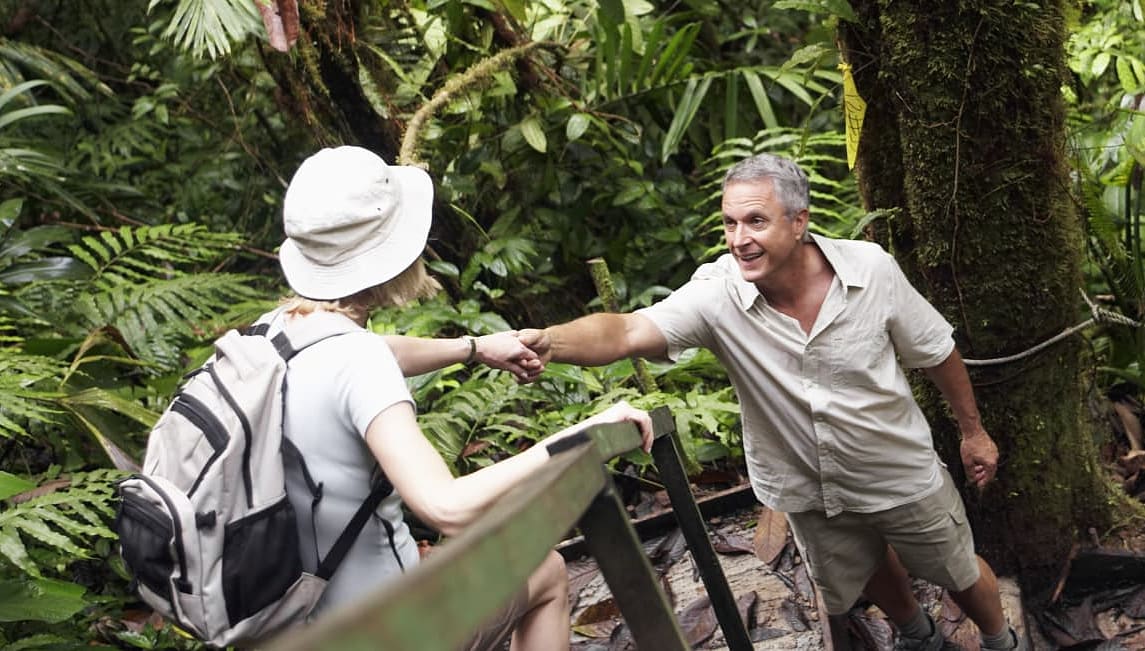 Mature couple hiking in Costa Rica