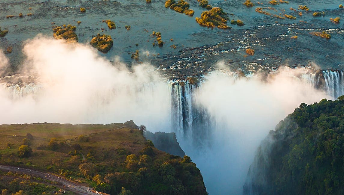 Ariel view of Victoria Falls, Zimbabwe