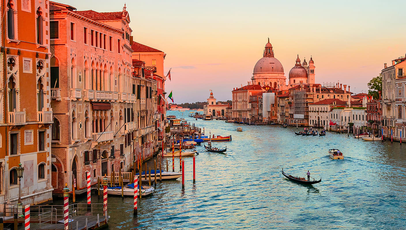 Sunset over the Grand Canal in Venice, Italy