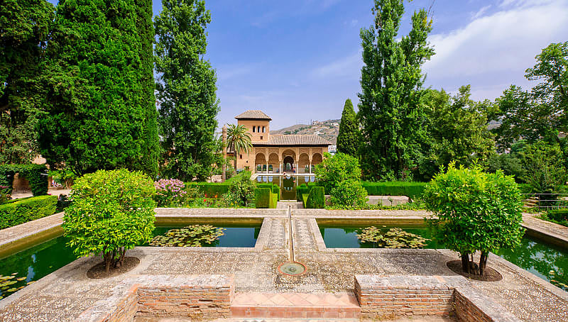Partal Palace inside the Alhambra fortress complex In Granada, Spain