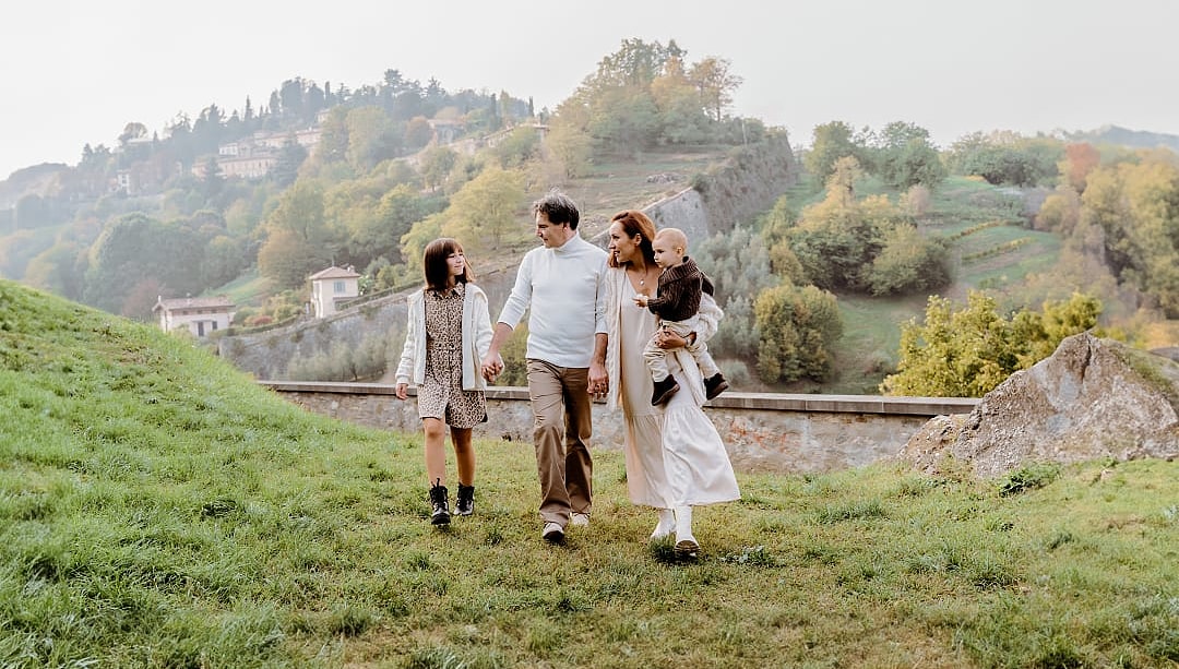 Family in Bergamo, Italy