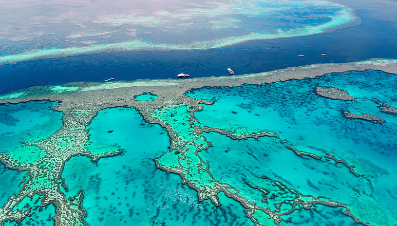Australia's Great Barrier seen from a helicopter