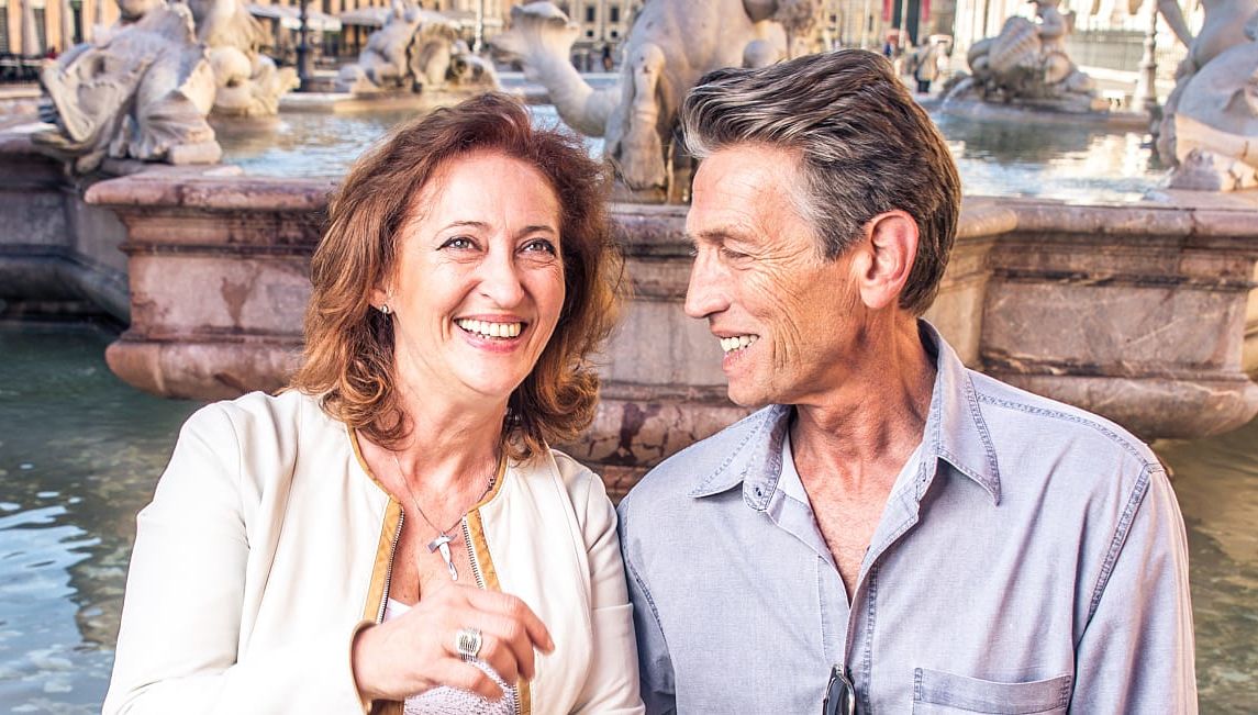 Senior couple on vacation in Rome, Italy