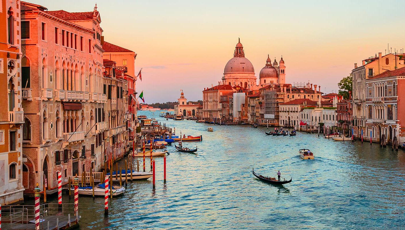 Sunset over the Grand Canal in Venice, Italy
