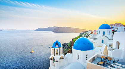 Best of Santorini - Ideal Greece Vacation - Classical view of Oia village with white and blue architecture