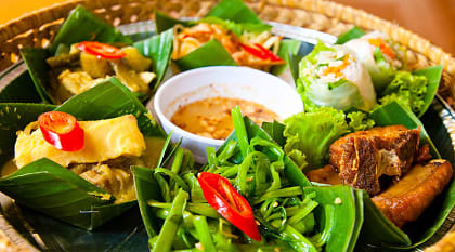 Freshly made salad served at a restaurant in Cambodia