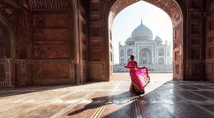 The famous Taj Mahal, located in Agra, India.